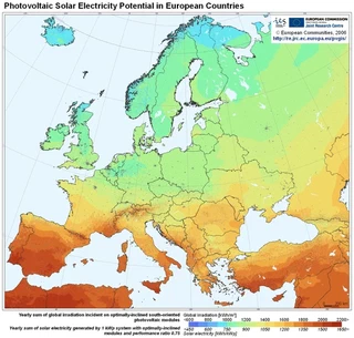 carte du rendement photovoltaïque en Europe
