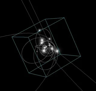 Trajectoires des étoiles proches du centre galactique. Cliquez pour comparer aux observations