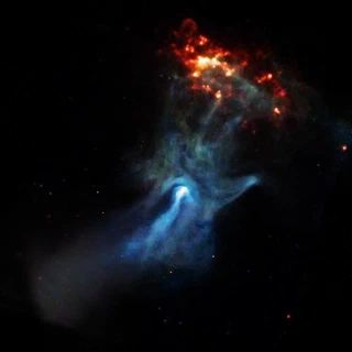 Le pulsar PSR B1509-58 par Chandra. Crédit NASA/CXC/SAO/P.Slane, et al. (cliquez pour plus d'infos)