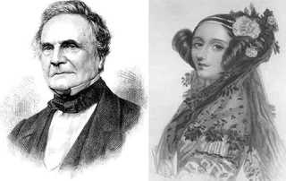 Charles Babbage, inventeur de la première machine programmable, et Ada Lovelace, auteur du premier logiciel
