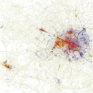 Le Paris des touristes en rouge, celui des parisiens en bleu.