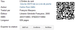 Google Books exporte les citations des romans aux formats BiBTeX, EndNote et RefMan