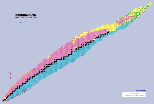All of the isotopes, with the number of neutrons increasing as you go up, and the number of protons increasing to the right.
